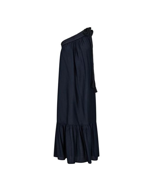 co'couture Kleedjes ,Blauw ,Asymmetrische One-Shoulder Jurk Met Flounce Detail in het Blue