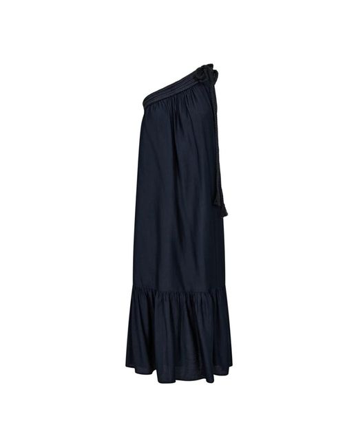 co'couture Kleedjes ,Blauw ,Asymmetrische One-Shoulder Jurk Met Flounce Detail in het Blue