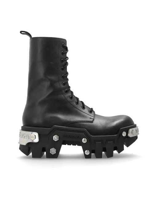 Balenciaga Black Bulldozer Lace-Up Boots