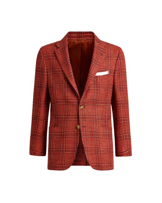 Kiton Jassen ,Rood ,Kasjmier Glen Plaid Kasjmier Jas in het Red voor heren