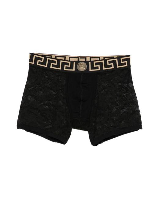 Versace Ondergoed ,Zwart ,Sheer Logo Waistband Stretch-Fit Briefs in het Black voor heren