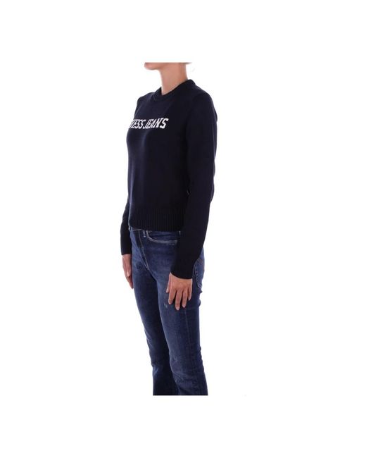 Guess Blauwe Logo Front Sweater in het Blue