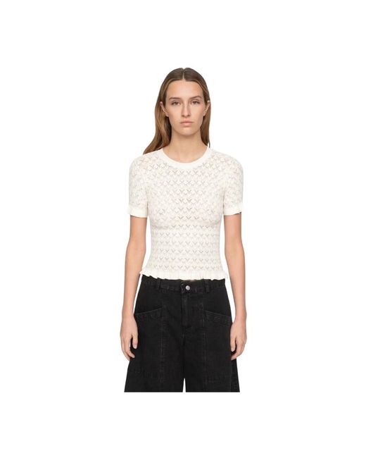 Round-Neck Knitwear Sea de color White