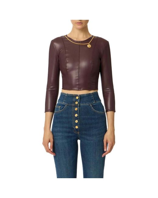 Elisabetta Franchi Purple Long Sleeve T-Shirts