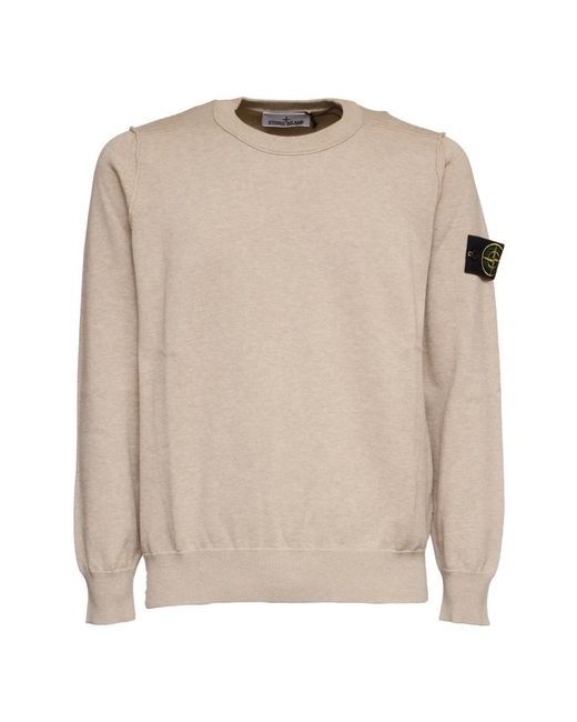 Stone Island Natural Round-Neck Knitwear for men