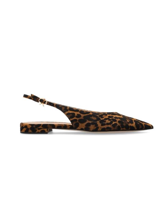 Gianvito Rossi Schoenen ,Bruin ,Leer Slingback Sandalen Met Puntige Neus En Luipaardprint in het Brown