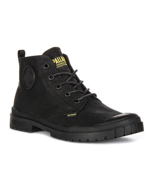 Palladium Black Lace-Up Boots for men