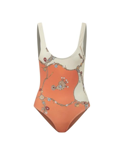 Versace Badmode ,Oranje ,Nylon Gedrukte Monokini in het Brown