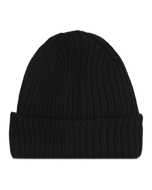 C P Company Schwarze Zopfmuster Wollmütze in Black für Herren