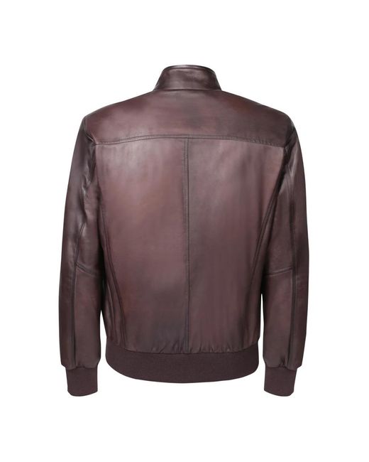 Dell'Oglio Brown Leather Jackets for men
