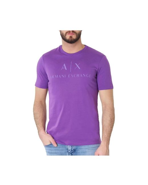 T-shirt con grande logo - violets di Armani Exchange in Purple da Uomo