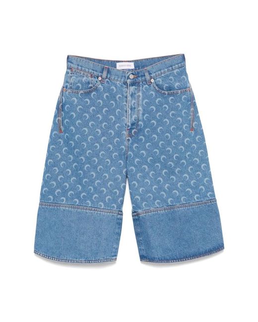 MARINE SERRE Blue Denim Shorts for men