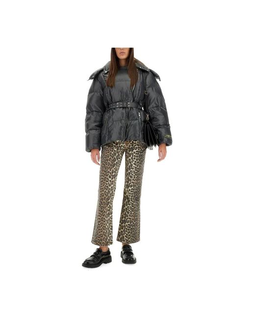 Ganni Black Gesteppte Jacke Mit Gürtel