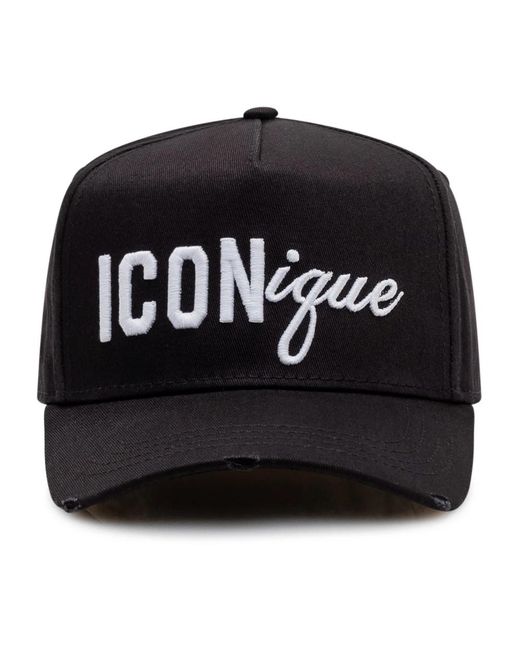 DSquared² Accessoires ,Zwart ,Katoen Iconique Baseball Cap in het Black voor heren