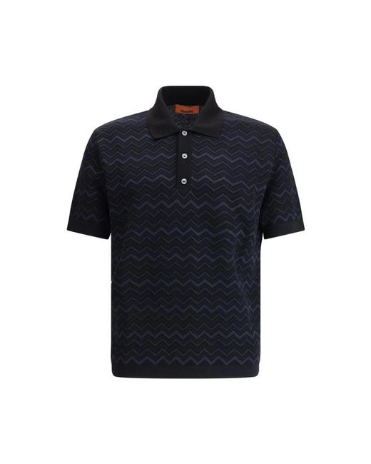 Missoni Zigzag Gestricktes Poloshirt in Black für Herren