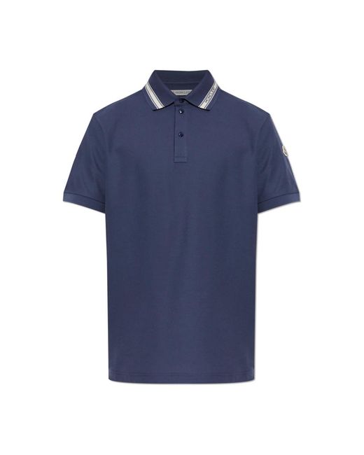 Moncler Polo Met Logo Patch in het Blue voor heren