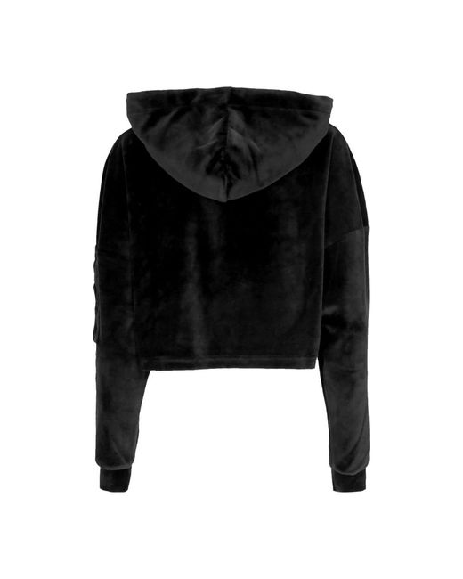 Alpha Industries Hoodies & Sweatvesten ,Zwart ,Polyester Zwarte Hoodie Met Verstelbare Capuchon En Ritssluiting in het Blue