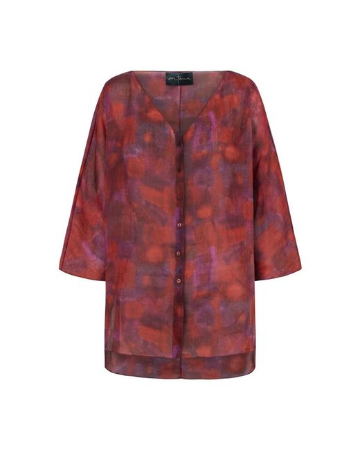 Cortana Overhemden ,Rood ,Watercolour Print Blouse Met V-Hals in het Red