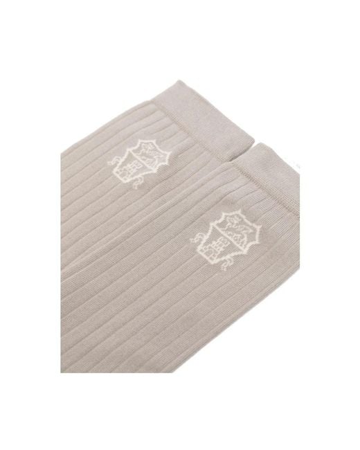 Brunello Cucinelli Gray Ribbed Cotton Socks for men