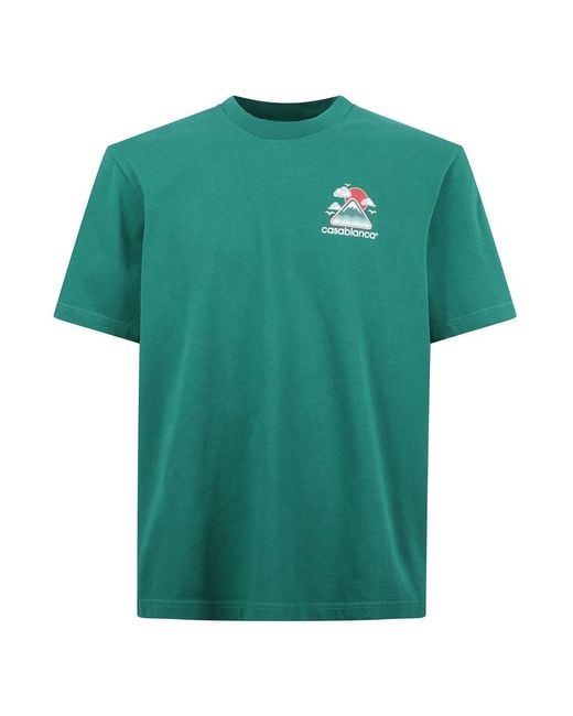 Casablanca Baumwoll-Crewneck T-Shirt Mit Druck in Green für Herren