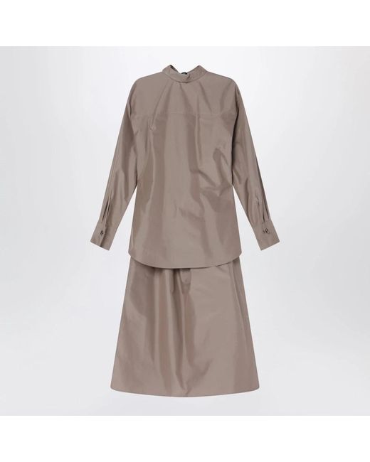 Fendi Brown Barley Cotton And Silk Chemisier Dress