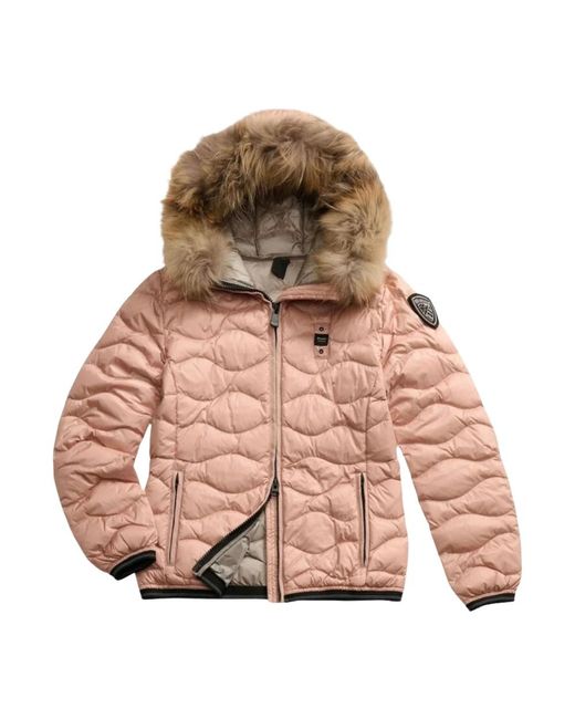 Winter Jackets Blauer de color Pink