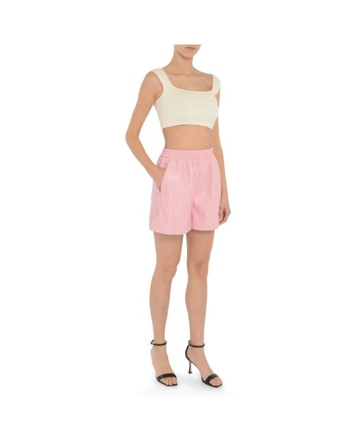 Nanushka Pink Brenna vegan leder shorts
