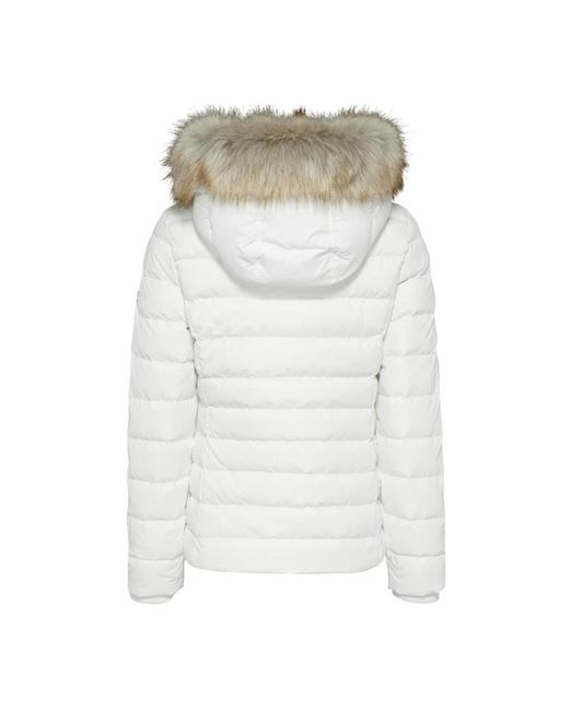 Tommy Hilfiger Jassen ,Wit ,Polyester Witte Fashion Logo Parka Met Capuchon in het White