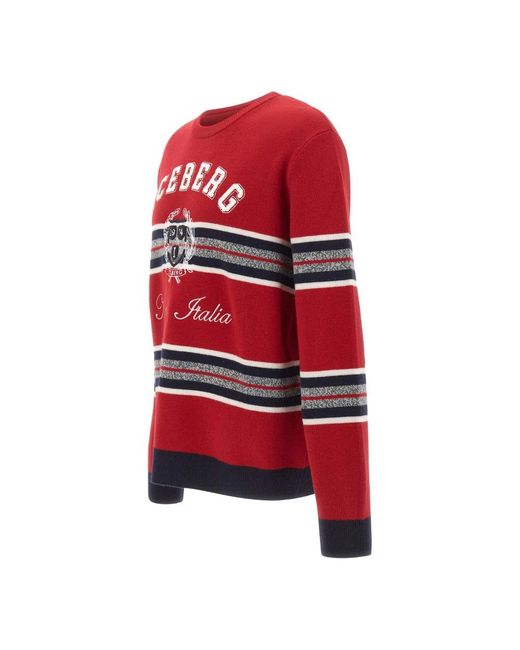 Iceberg Red Round-Neck Knitwear for men
