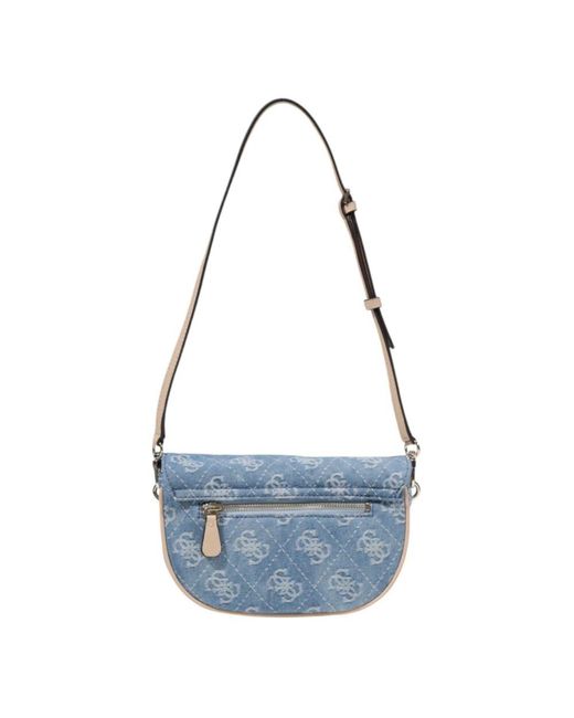 Guess Blue Hellblaue bedruckte tasche mit automatischem verschluss