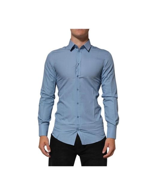 Dolce & Gabbana Blauw Katoenen Gekraagd Formeel Overhemd in het Blue voor heren