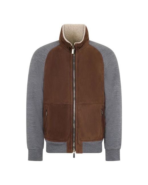 Moorer Brown Bomber Jackets for men