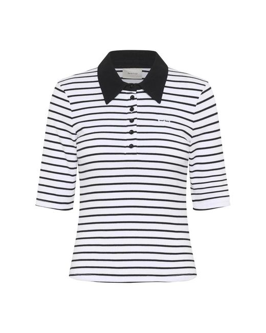 Gestuz Tops ,Veelkleurig ,Katoen Gestreepte Polo Top Bright in het Blue