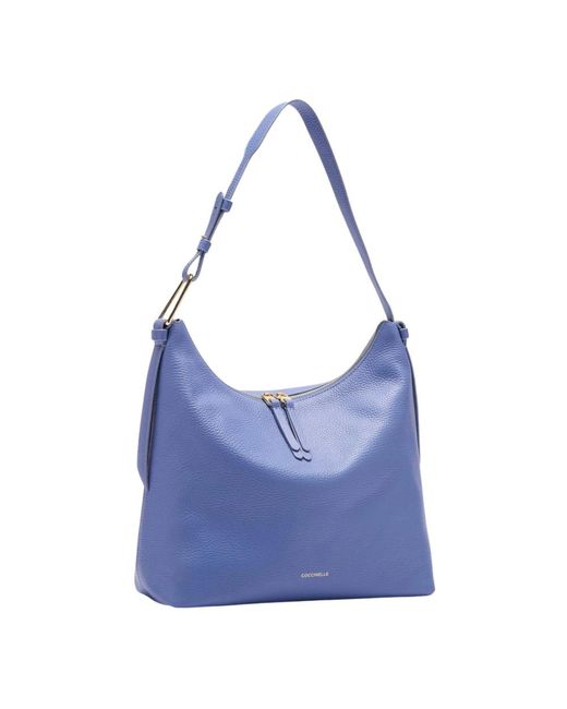 Coccinelle Blue Schultertasche Aus Genarbtem Leder