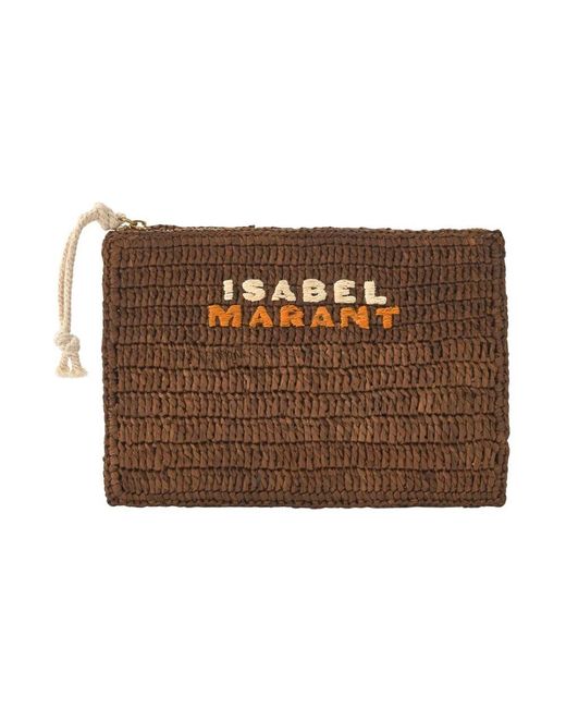 Isabel Marant Brown Bestickte Braune Logotasche