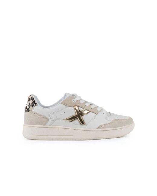 Munich Gray Weiße Ledersneaker Mit Animal-Print
