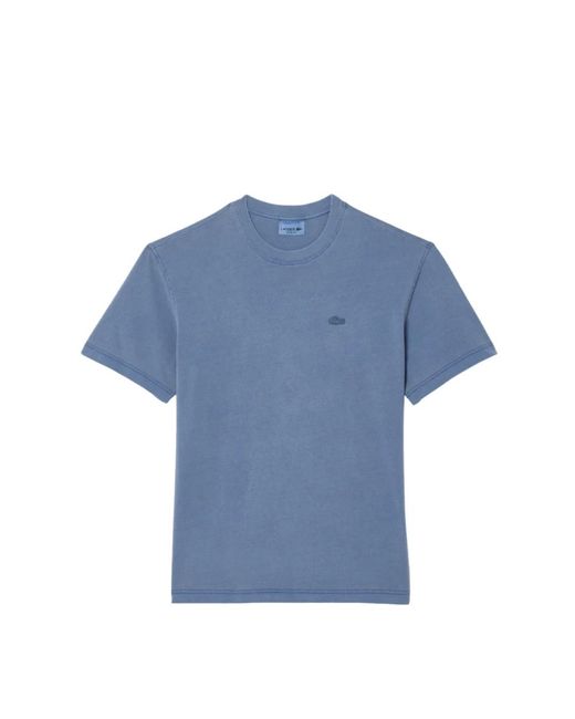 T-shirt in cotone biologico con ricamo di coccodrillo di Lacoste in Blue da Uomo