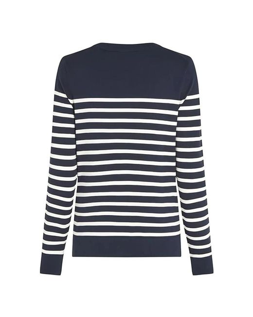 Tommy Hilfiger Blue Minimalistischer Baumwollpullover Mit Ripp-Finish
