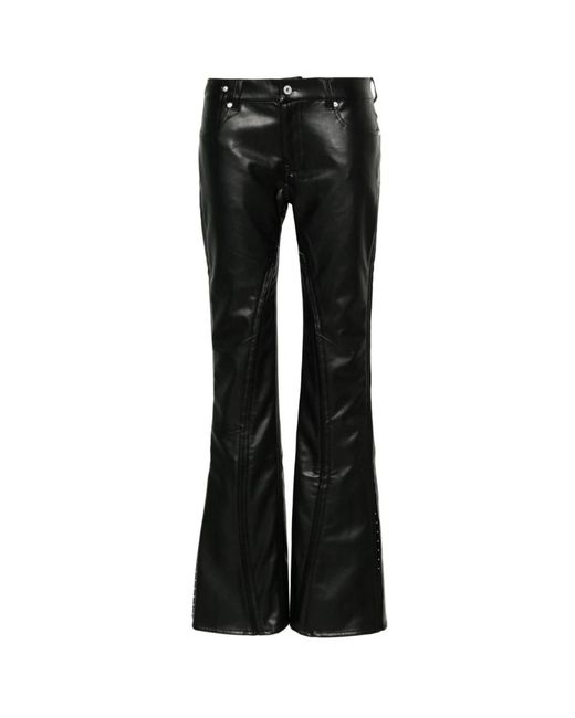 Pantaloni in pelle con bottoni laterali di Y. Project in Black