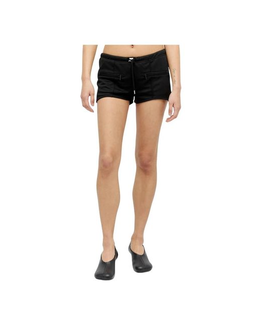 Courreges Black Bestickte track mini shorts