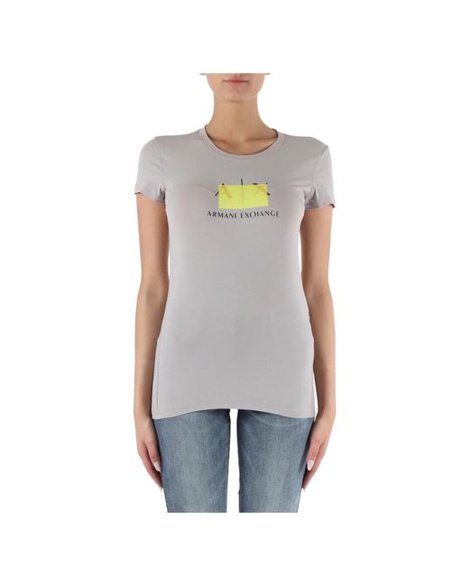 Camiseta de algodón elástico slim fit con logo Armani Exchange de color Gray
