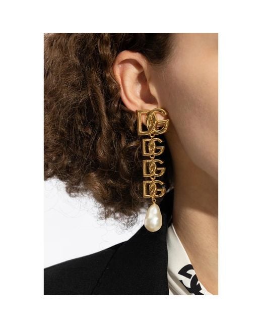 Dolce & Gabbana Metallic Clip-On Earrings With Dg Logo