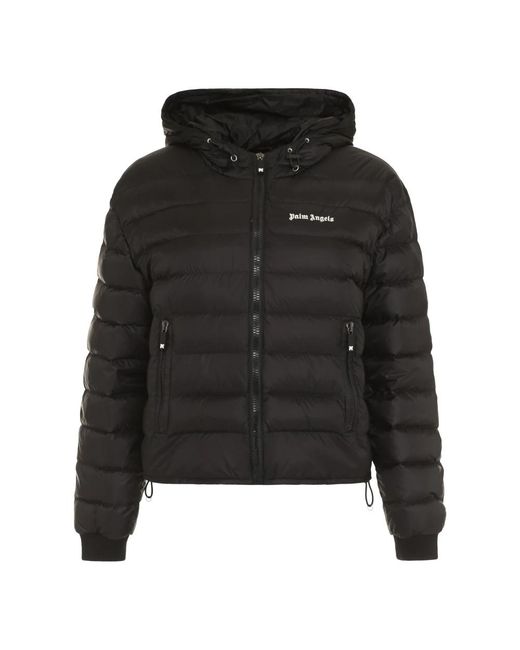 Palm Angels Hooded Down Jacket in het Black
