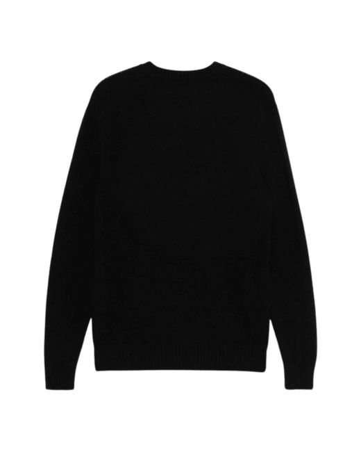 Seven Gauge Black Round-Neck Knitwear for men