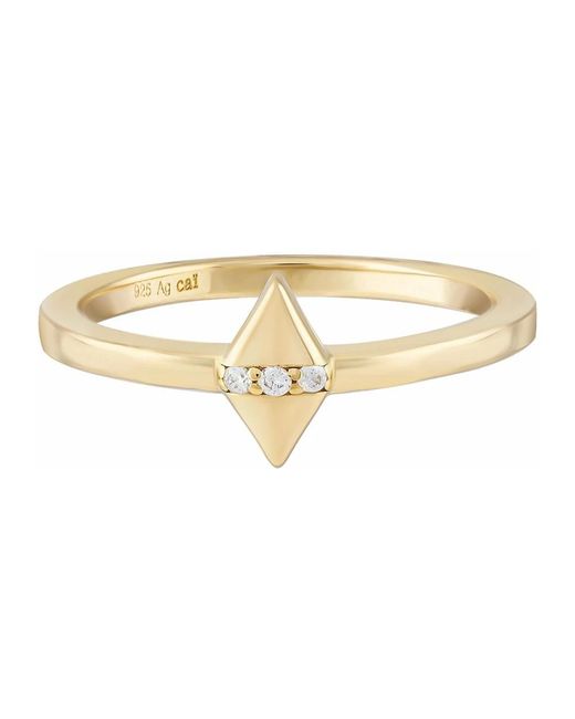 Caï Vergulde Zilveren Ring Met Zirkonia in het Metallic