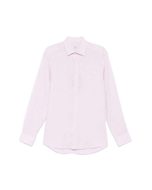 Etro Hellrosa knopfhemd mit pegaso in Pink für Herren