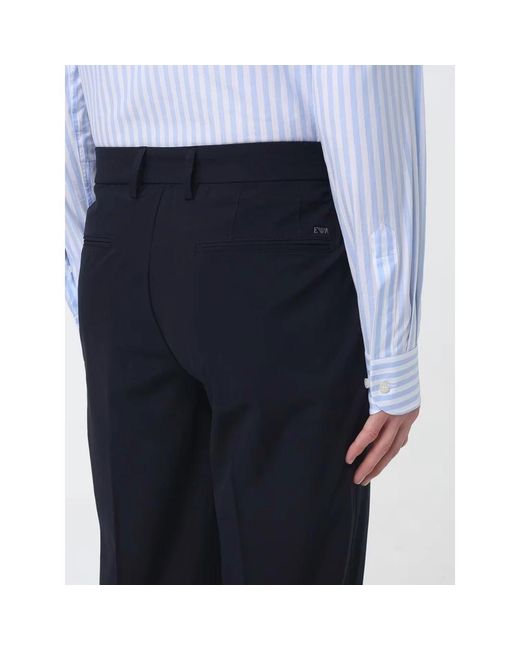 Emporio Armani Blue Straight Trousers for men