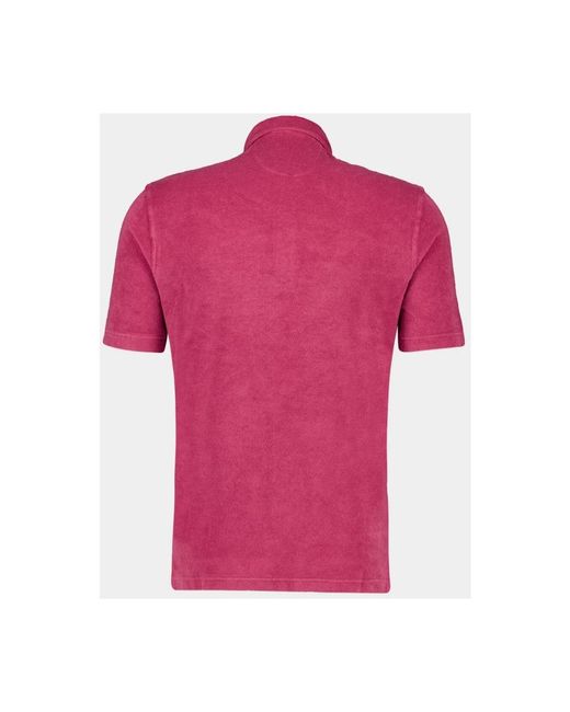 Fedeli Tops ,Roze ,Katoen Roze Terry Katoenen Poloshirt in het Pink voor heren