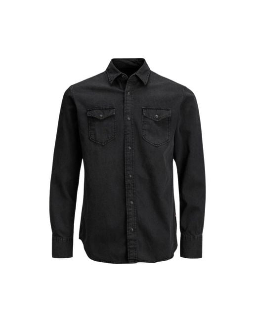 Jack & Jones Black Denim Shirts for men