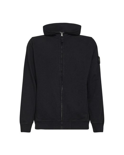 Stone Island Hoodies & Sweatvesten ,Zwart ,Katoen Full-Zip Hooded Sweatshirt in het Black voor heren